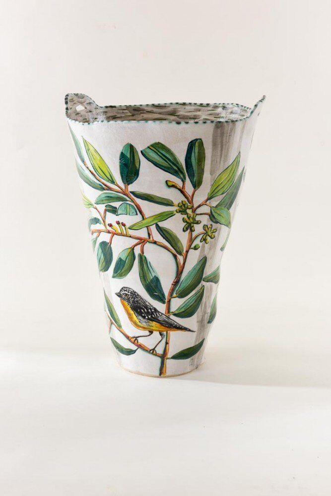 Mt Hotham Snowgum Vessel with Pardalotes
