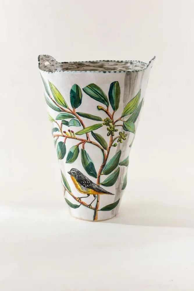 Mt Hotham Snowgum Vessel with Pardalotes