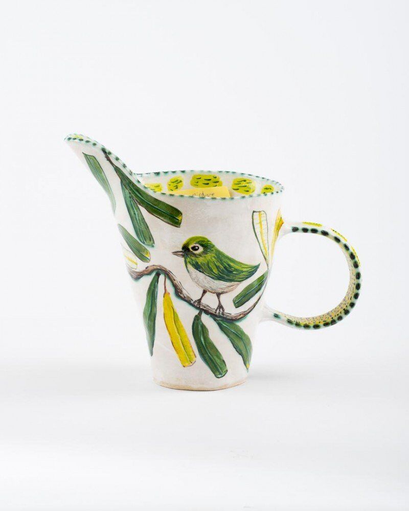 Pitcher with Silver-eye and Banksia Integrifolia
