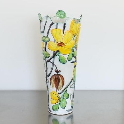 Rainbow Bee-Eaters and Kapok Tree Flower Vessel_3