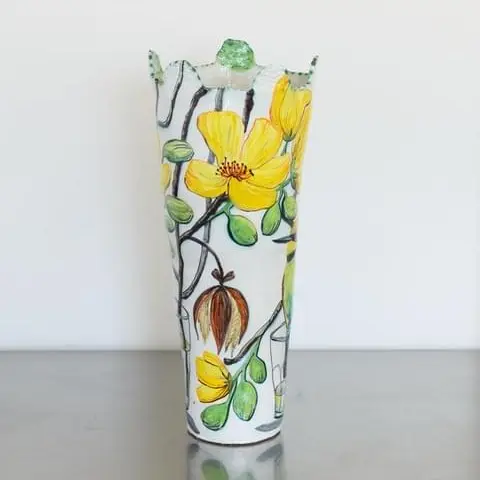 Rainbow Bee-Eaters and Kapok Tree Flower Vessel_3