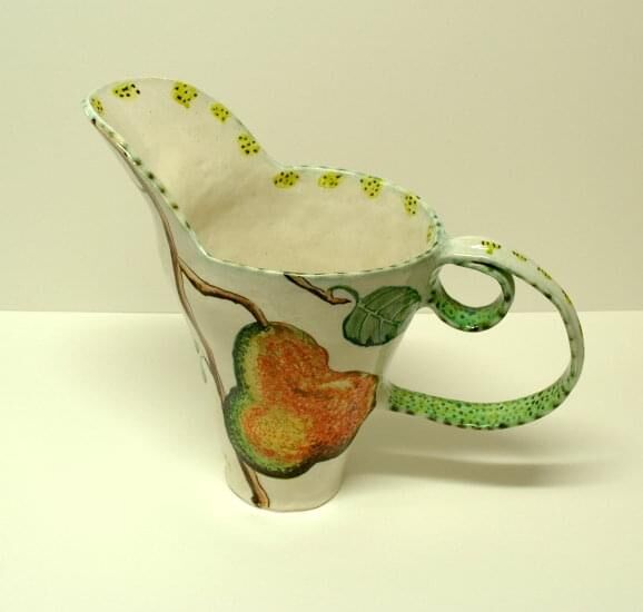 Pound pear pitcher - high-fired earthenware, hand painted and glazed, 33 x 41 x 19cm