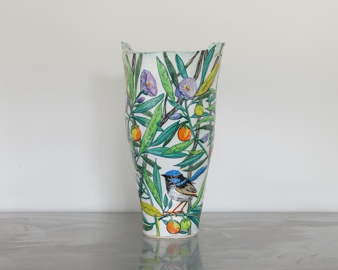 Blue Fairy Wren Double Handled Vessel