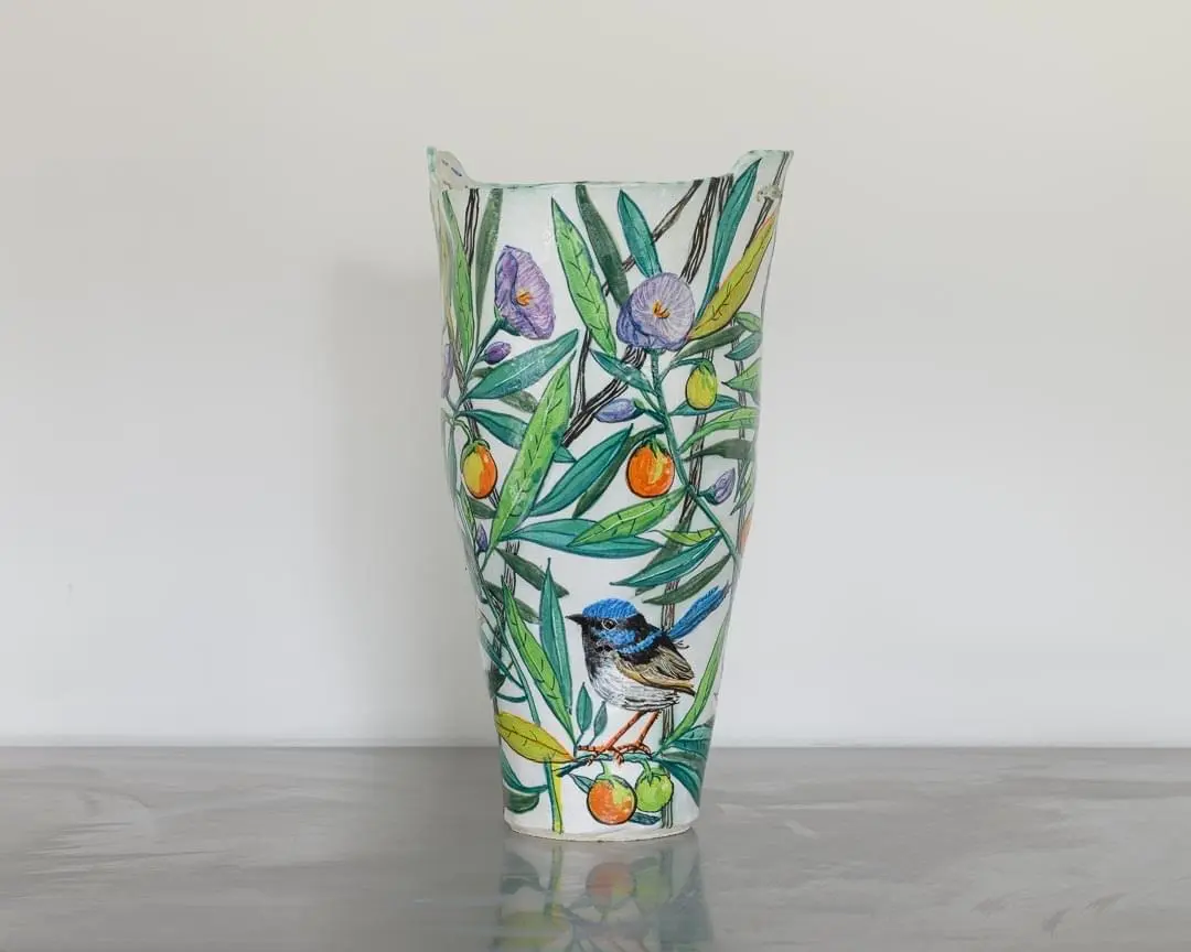Blue Fairy Wren Double Handled Vessel