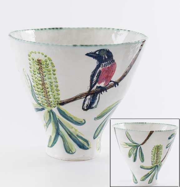 Banksia Integrifolia Bowl with Scarlet Robin
