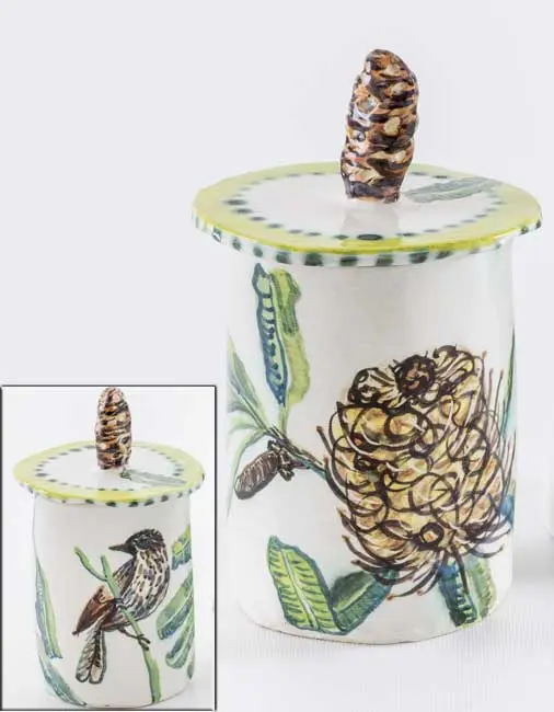 Banksia Serrata Jar With Honeyeater