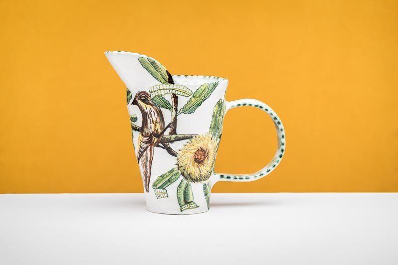 Banksia Serrata Pitcher with Wattle Bird