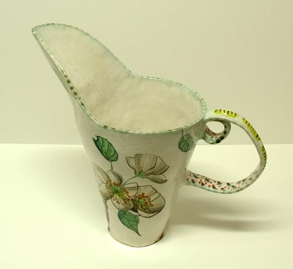 Pound pear blossom pitcher - high-fired earthenware, hand painted and glazed, 36 x 42 x 20cm