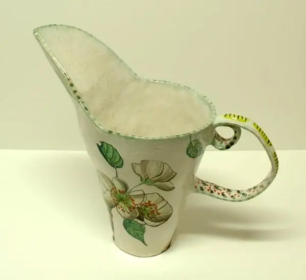 Pound pear blossom pitcher - high-fired earthenware, hand painted and glazed, 36 x 42 x 20cm