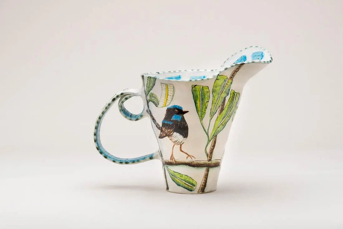 Tall Blue Fairy Wren in Banksia Single Handled Jug