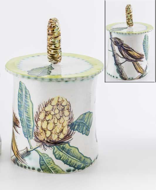 Wide Jar With Honeyeater and Banksia Serrata