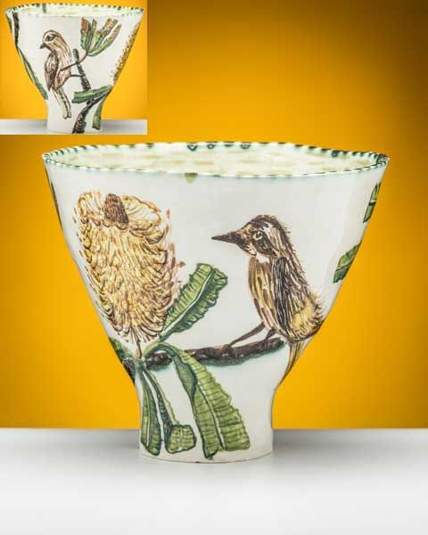 Banksia Bowl With Two Honeyeaters