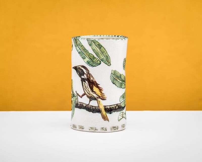 Banksia Serrata Jar with Wattle Bird