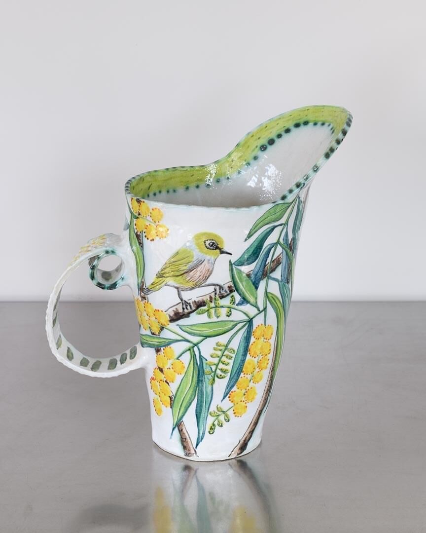 Silvereye in Flowering Eucaluptus Single Handled Jug