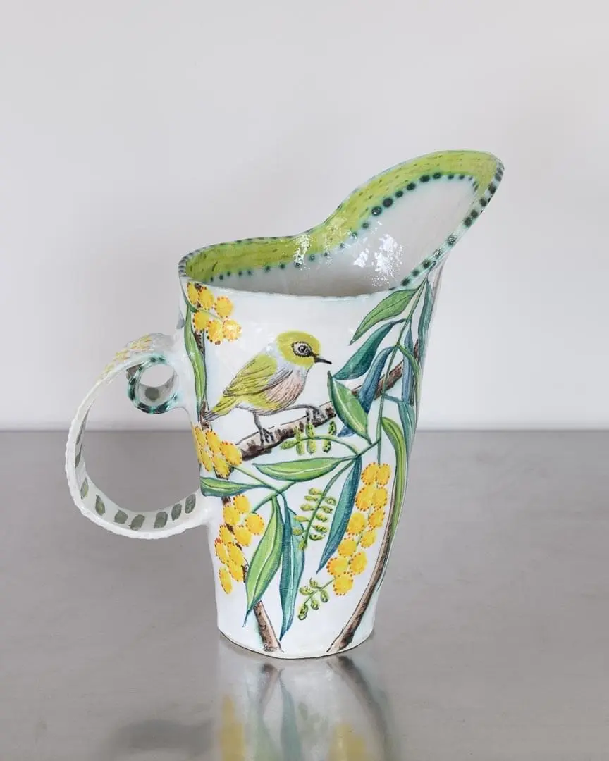 Silvereye in Flowering Eucaluptus Single Handled Jug
