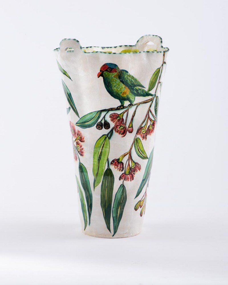Travancore Ironbark Vessel with Musk Lorikeet
