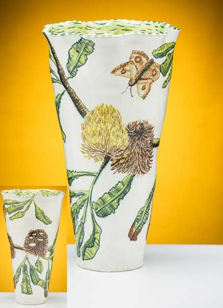 Banksia Serrata Vase With Moth