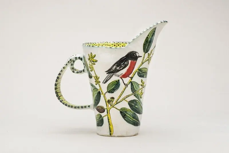 Red-breasted Robin and Gum pitcher