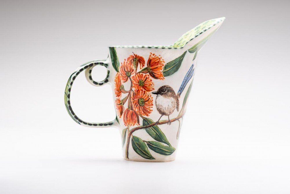Apollo Bay Ficifolia pitcher with Blue Wren