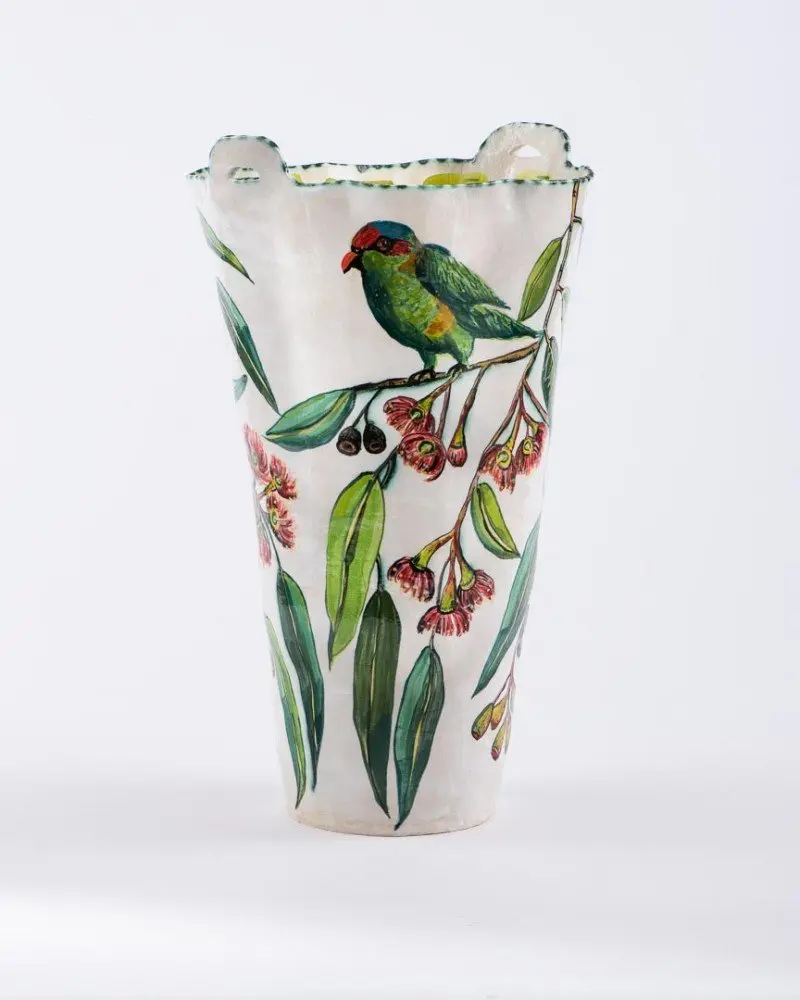 Travancore Ironbark Vessel with Musk Lorikeet