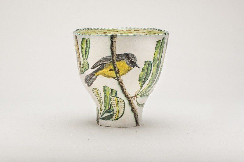 Yellow Robin and Banksia bowl