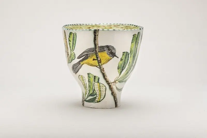 Yellow Robin and Banksia bowl