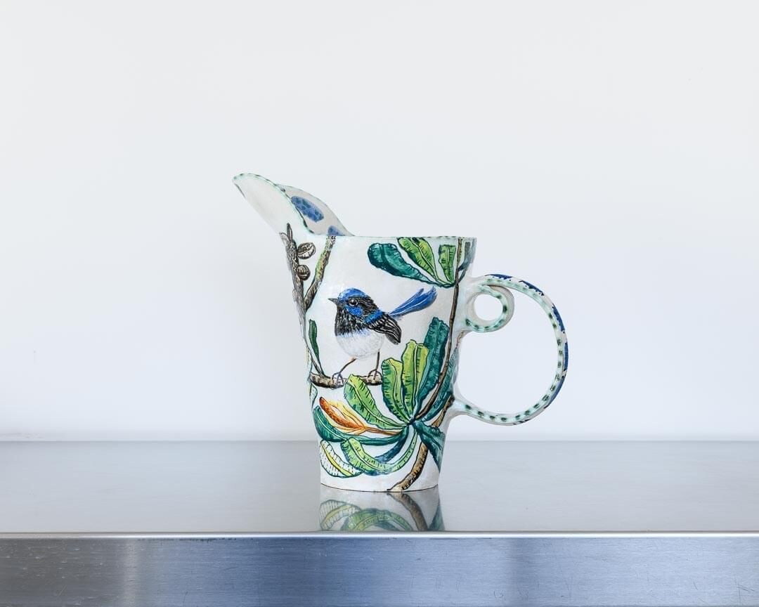 Blue Fairy Wren in Banksia Single Handled Jug