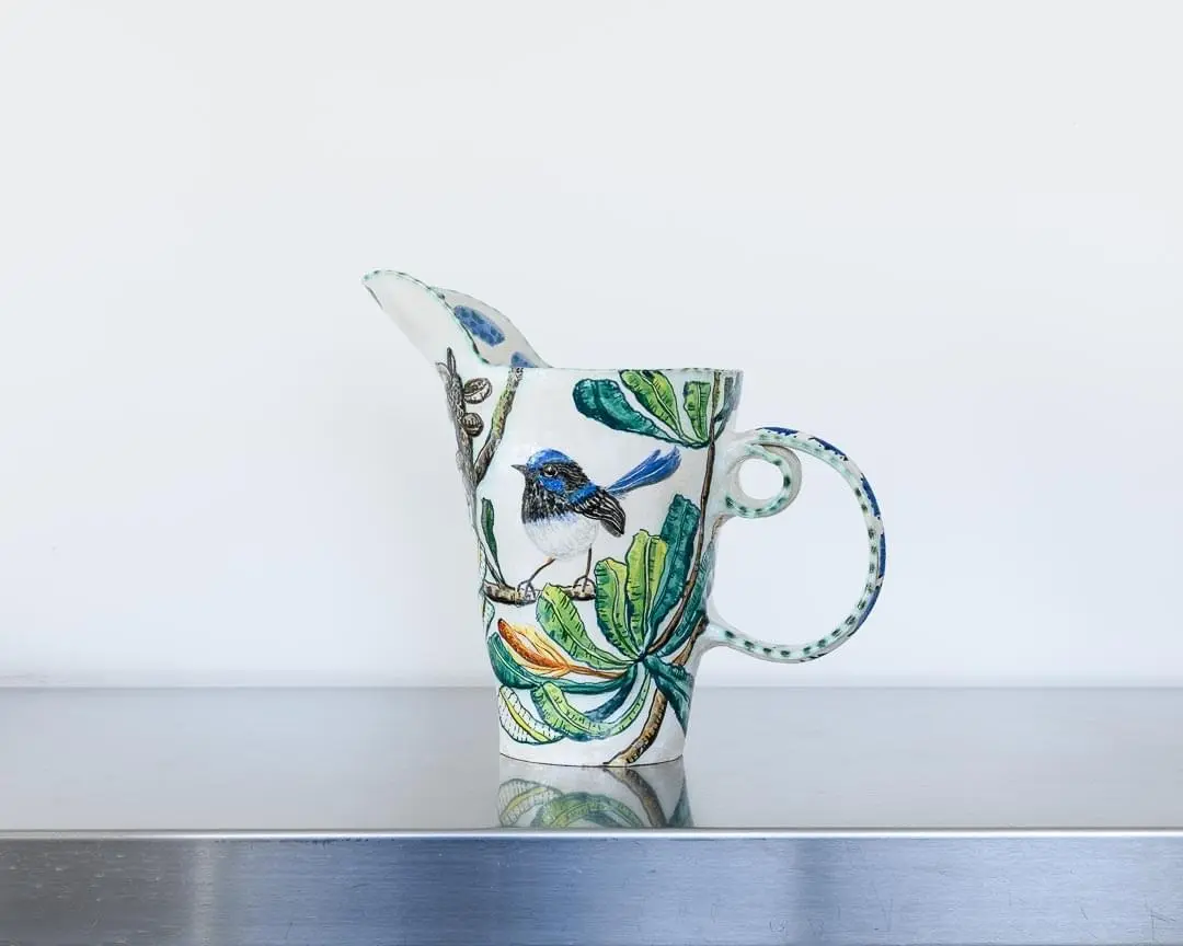 Blue Fairy Wren in Banksia Single Handled Jug